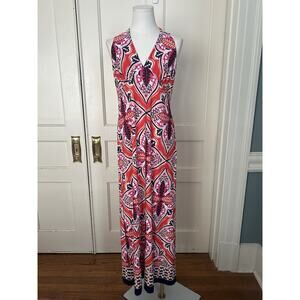 Uncle Frank Paisley Sheath Maxi Dress Womens Size Small Pink Red Colorful